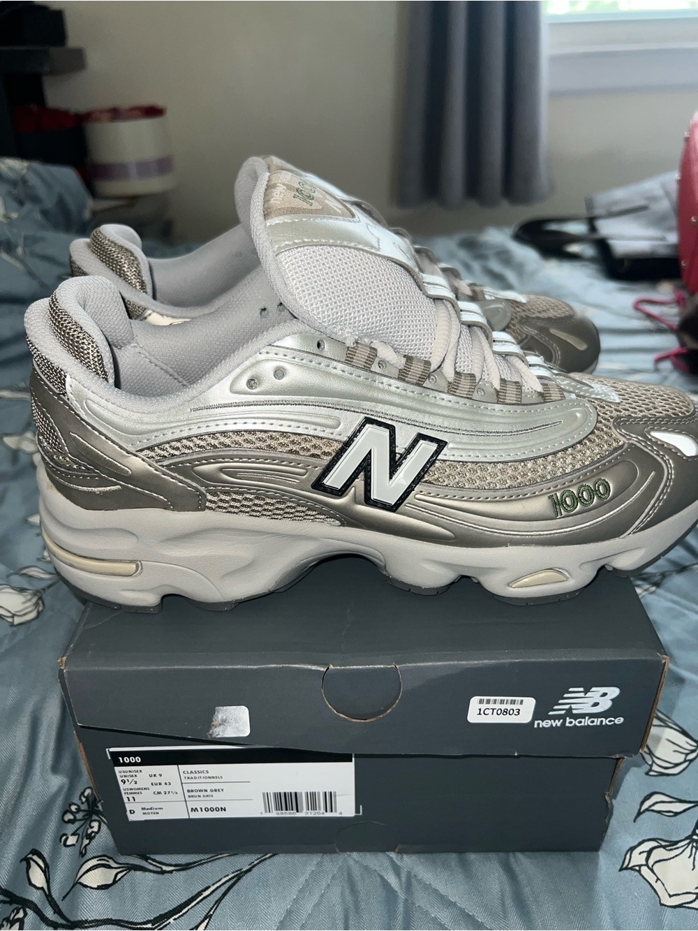 New Balance Gray and White Shoe Box — 1000 Series